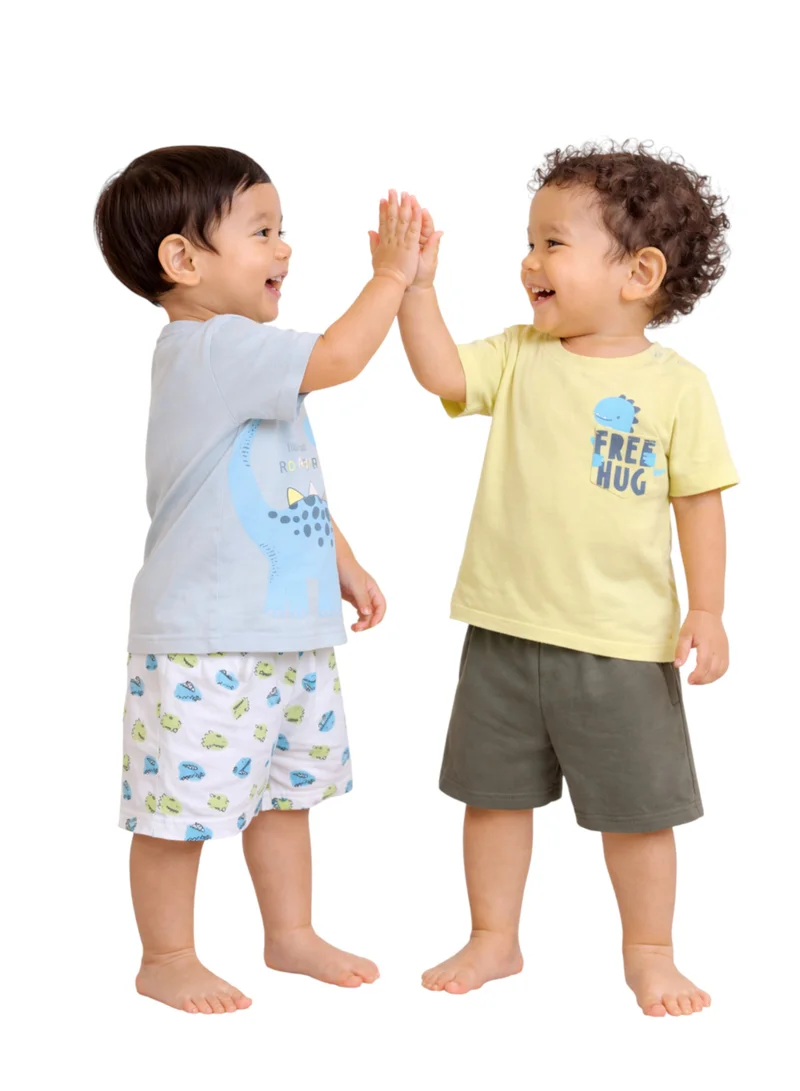 victor and jane Boys Graphic Print Cotton T-Shirt & Shorts Set – Summer Daywear